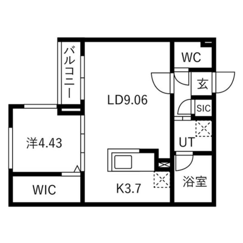 カレラ水車町(1LDK/2階)の間取り写真