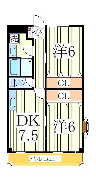 ビュー緑台(2DK/3階)の間取り写真