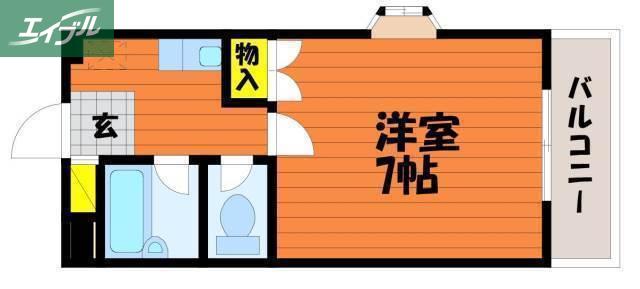 ウエストヒルズ(1K/3階)の間取り写真