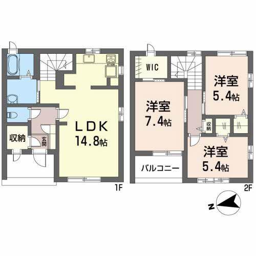 ルーラル五月B(3LDK/1階)の間取り写真