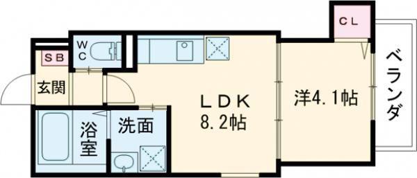 シーサイドヒル西新町(1LDK/2階)の間取り写真