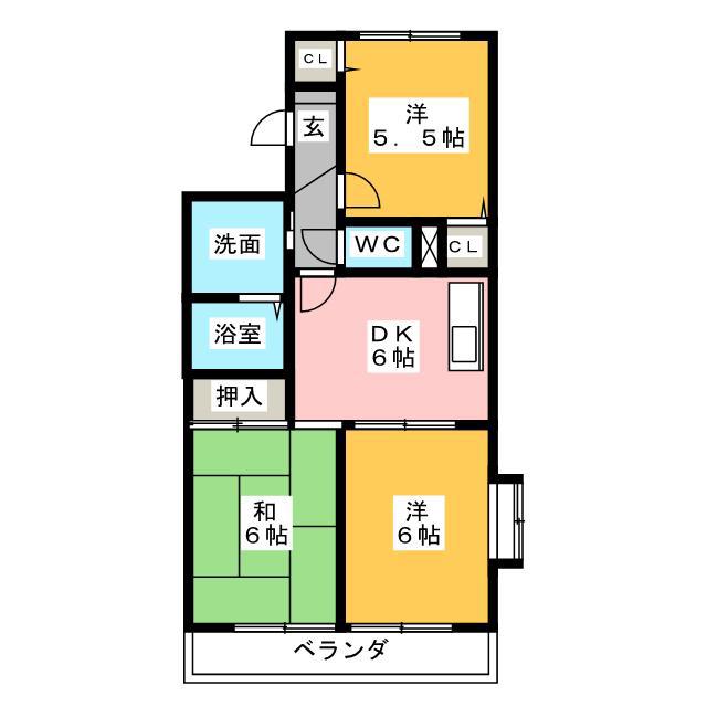 ベルパーク大瀬(3DK/1階)の間取り写真