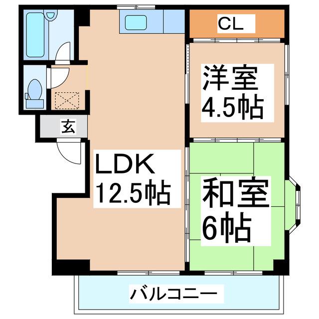 EXA京町(2LDK/1階)の間取り写真