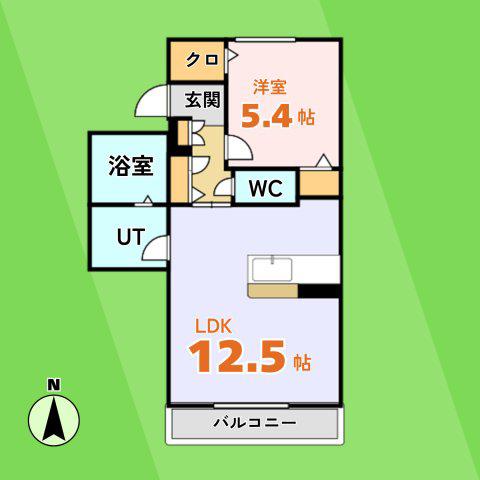 ダブルヴァーチュ(1LDK/2階)の間取り写真