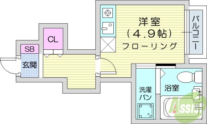 CHATELET.K(ワンルーム/1階)の間取り写真