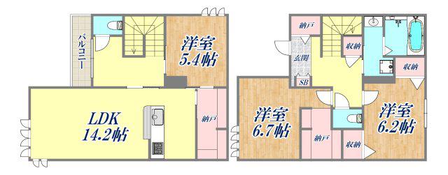 芦屋川ガーデンヒルズ(3LDK/1階)の間取り写真