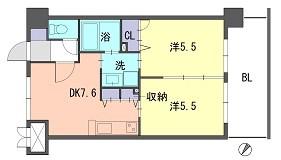 DUO FEEL福岡東(2DK/2階)の間取り写真