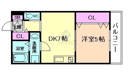 ARBRE春日出(1DK/1階)の間取り写真