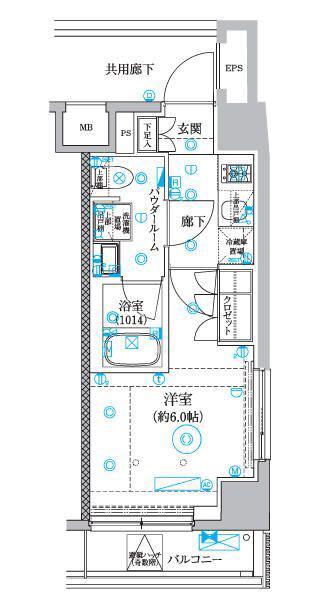 セジョリ横浜睦町(1K/6階)の間取り写真
