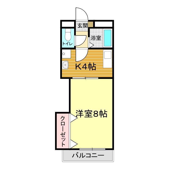 ラフィネ山の田(1DK/6階)の間取り写真
