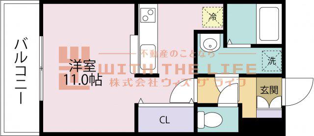 アカリナ(ワンルーム/3階)の間取り写真