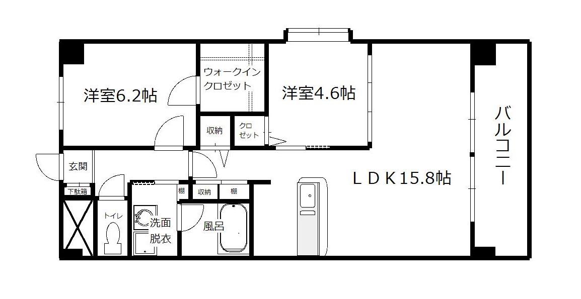 アイカーサル八幡(2LDK/4階)の間取り写真