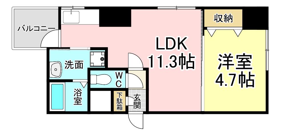 ブリッジサイド43(1LDK/3階)の間取り写真