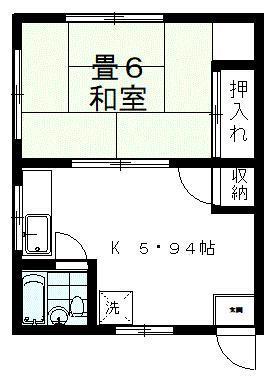 ルックハイツ鶴岡(1K/1階)の間取り写真