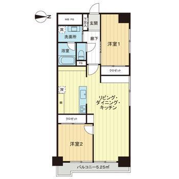 ネオハイツ阿倍野(2LDK/4階)の間取り写真