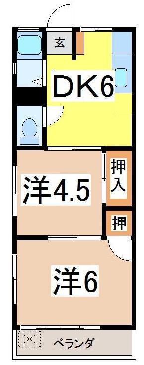 シーサイドマンションB(2DK/4階)の間取り写真