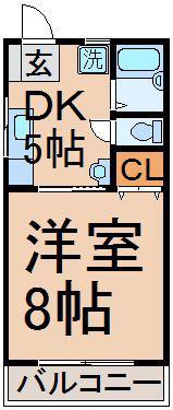 マロンイースト(1DK/1階)の間取り写真