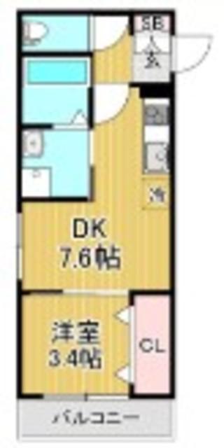 フィアスコート白鷺駅前(1DK/1階)の間取り写真