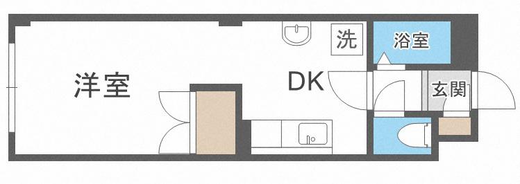 ベルハイム大谷地(1DK/3階)の間取り写真