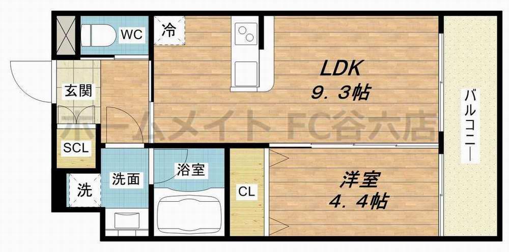 スプランディッド安土町(1LDK/8階)の間取り写真