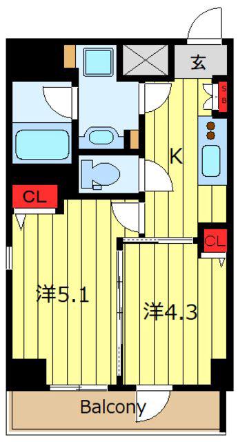 ルフレ プレミアム町屋(2K/9階)の間取り写真