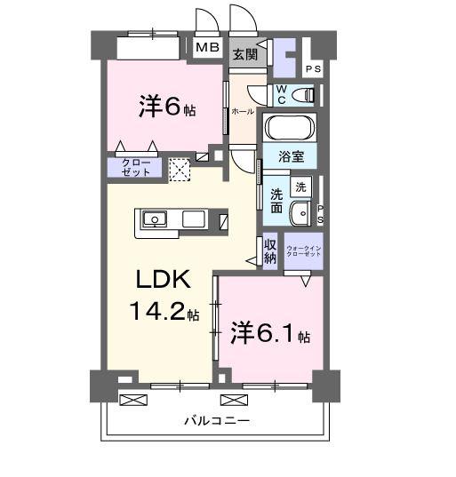 グランピア甚(2LDK/3階)の間取り写真
