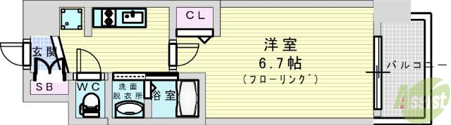 エステムコート新大阪14アイシー(1K/10階)の間取り写真