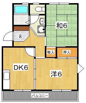 メゾンOZAWA(2DK/2階)の間取り写真