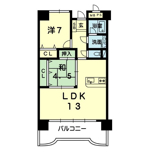 ガーデンパレス東部(2LDK/5階)の間取り写真