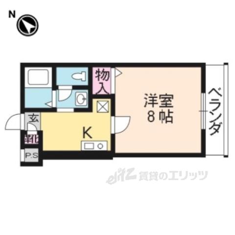 ディアコート楓(1K/2階)の間取り写真