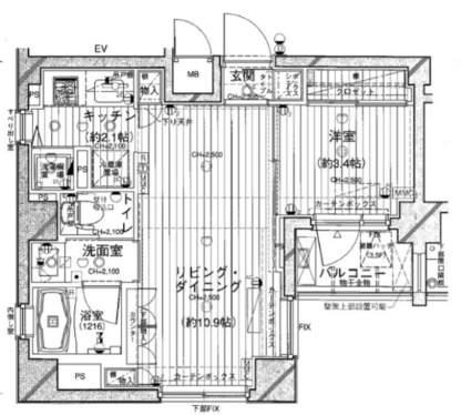 ダイナシティ糀谷(1LDK/4階)の間取り写真