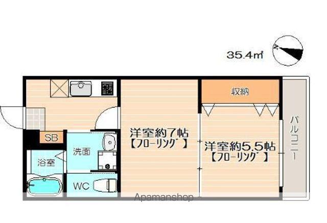 ルイズ・アモーレ(2K/2階)の間取り写真