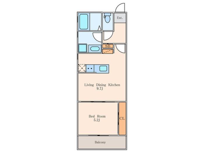 LA CASA SOLAR(1LDK/3階)の間取り写真