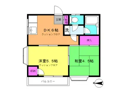 カーサ桂台(2DK/1階)の間取り写真