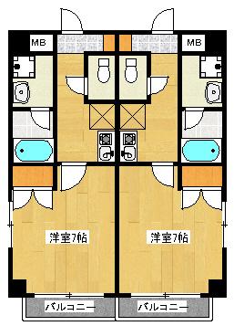 クレセントコート(1K/2階)の間取り写真