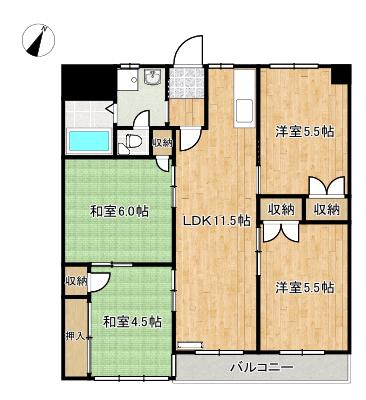 美和ハイツIII(4LDK/1階)の間取り写真
