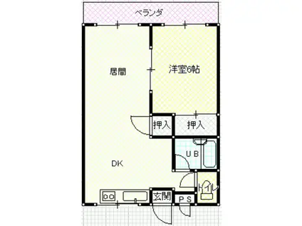ビューハイツ山崎(1LDK/2階)の間取り写真