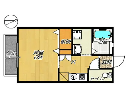 コージィコート住道(1K/1階)の間取り写真