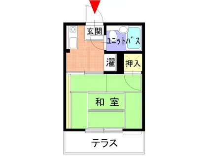 栢山フラット(1K/1階)の間取り写真