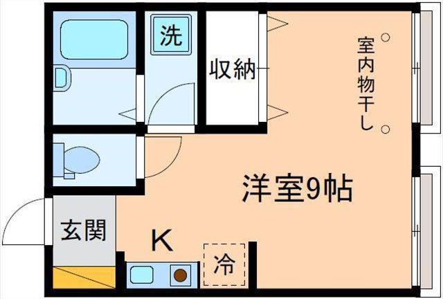 サンヒルハイツ(ワンルーム/2階)の間取り写真