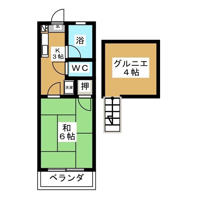 ホープラスソメヤ(1K/2階)の間取り写真