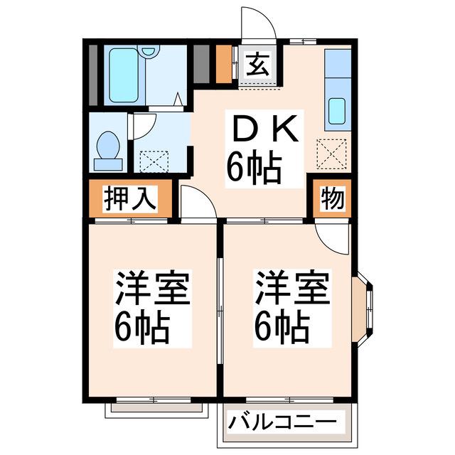 ピースフルハイツ(2DK/1階)の間取り写真
