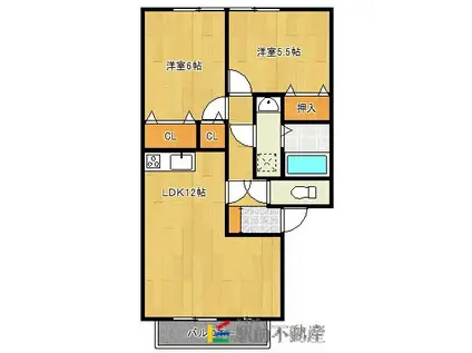 ヴェルドミールIA棟(2LDK/2階)の間取り写真