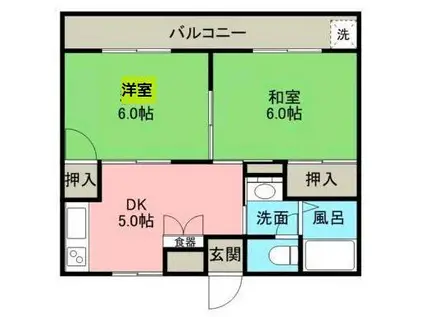 内野マンション2号棟(2DK/3階)の間取り写真