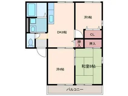 グランコートフェイマスC(3DK/2階)の間取り写真