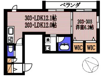 登戸新町メゾン(1LDK/3階)の間取り写真