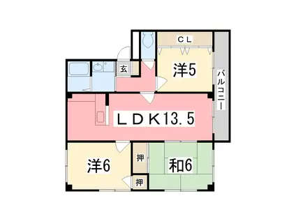 コーポエム・エヌ・中島(3LDK/1階)の間取り写真