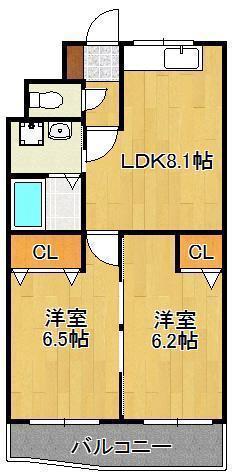 コートハウス大手町(2LDK/9階)の間取り写真