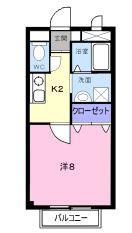 天神ヒルズ B(1K/2階)の間取り写真