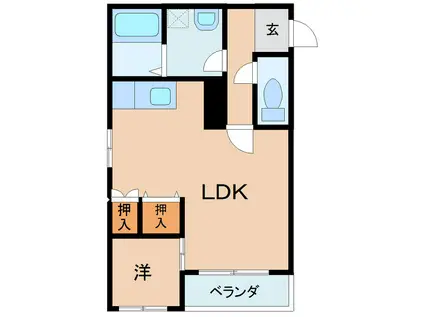 キャトルセゾンA棟(1LDK/2階)の間取り写真